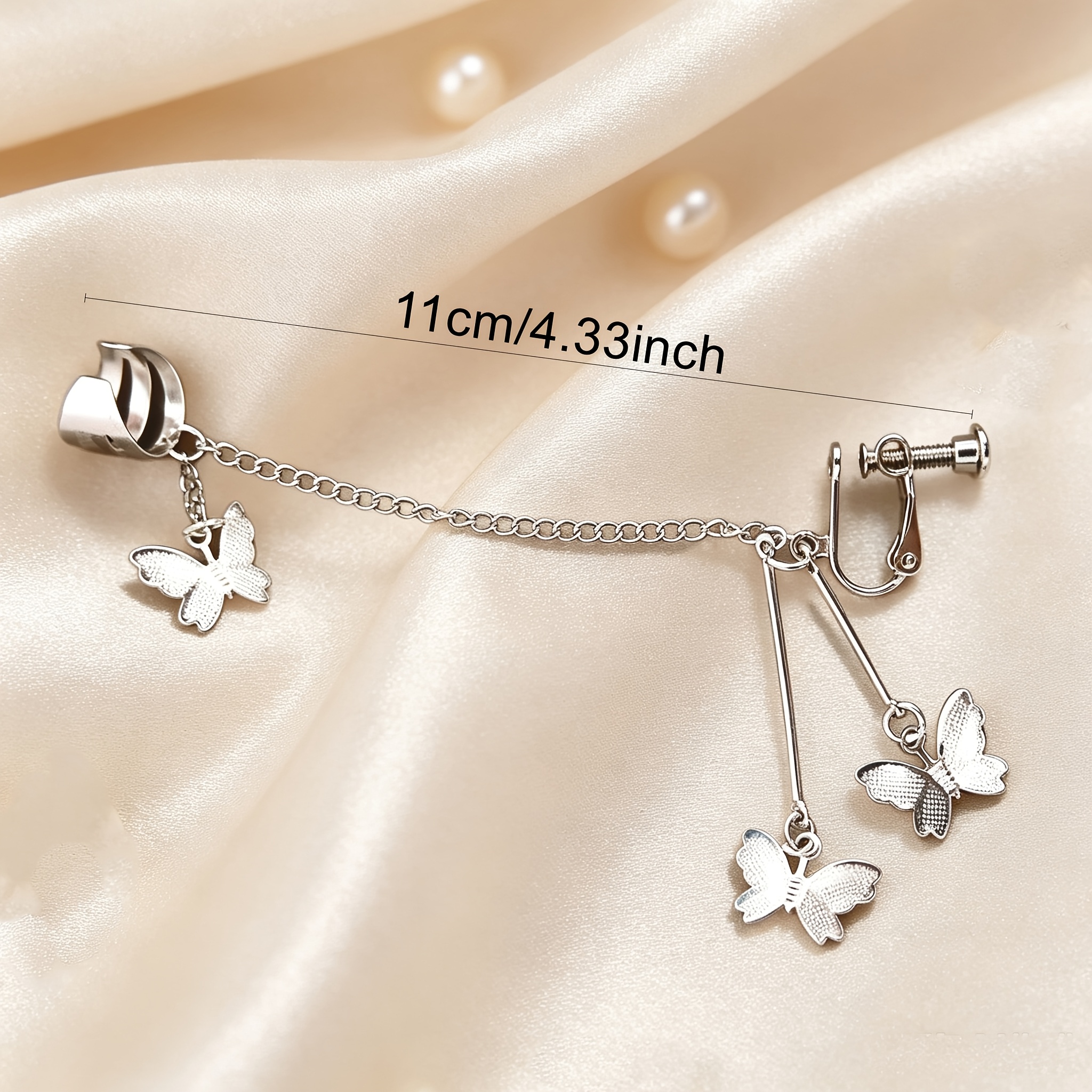 Retro Punk Y2K Sweet Butterfly Chain Integrated Earring